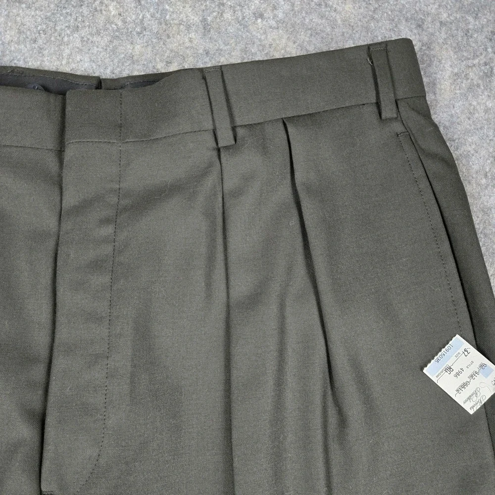 Vintage Brooks Brothers Dress Pants Mens 37 Green Wool Pleated Cuffed USA New